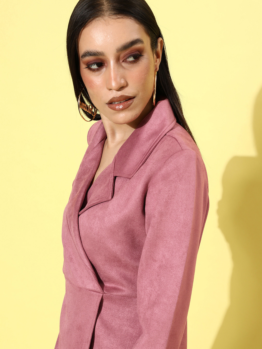 Athena Pink Solid Blazer Dress