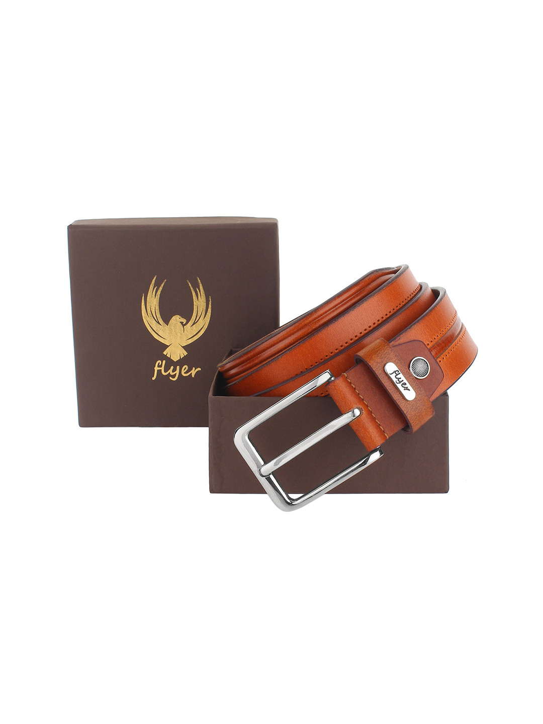 Flyer Men Tan Leather Formal Belt