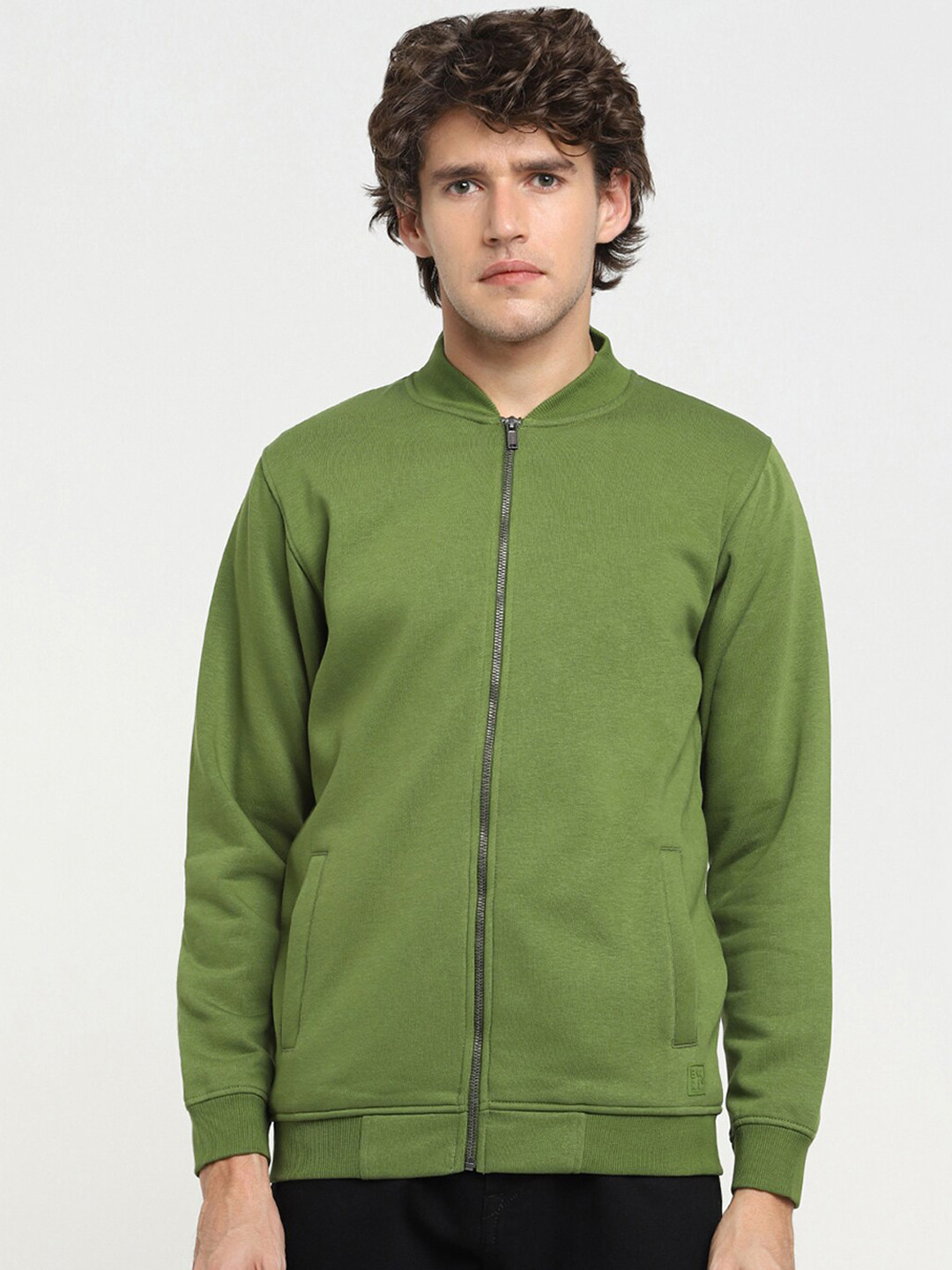 Bewakoof Men Green Zipper Bomber Jacket