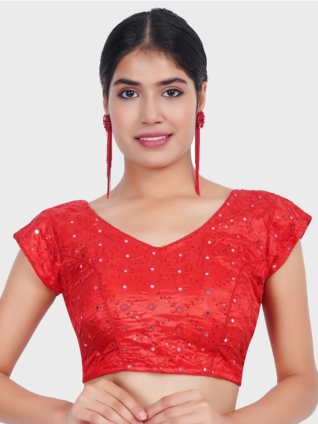 Trendzmy Red Embroidered Saree Blouse