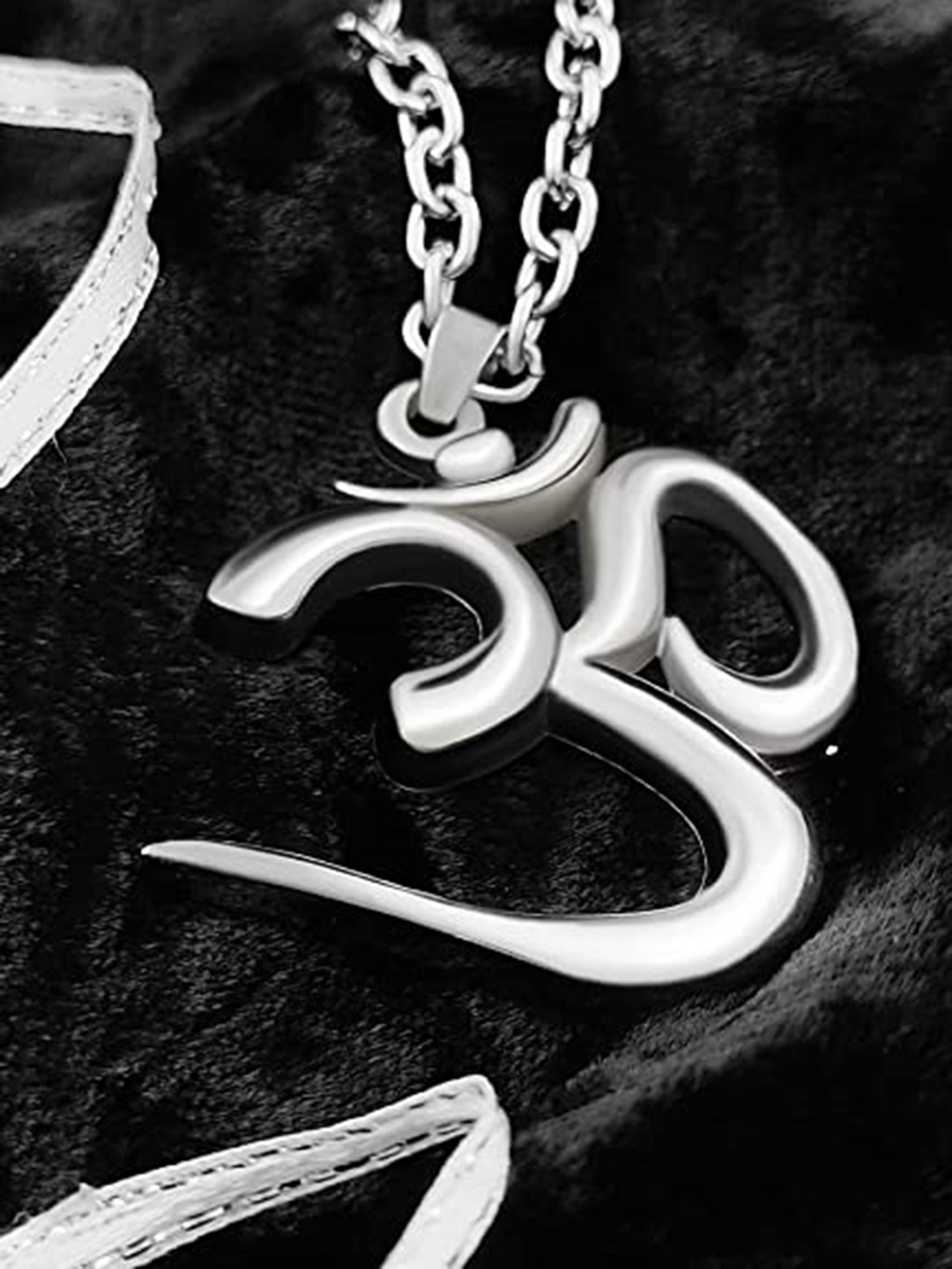 Saizen Silver-Plated Stainless Steel Om Pendant With Chain