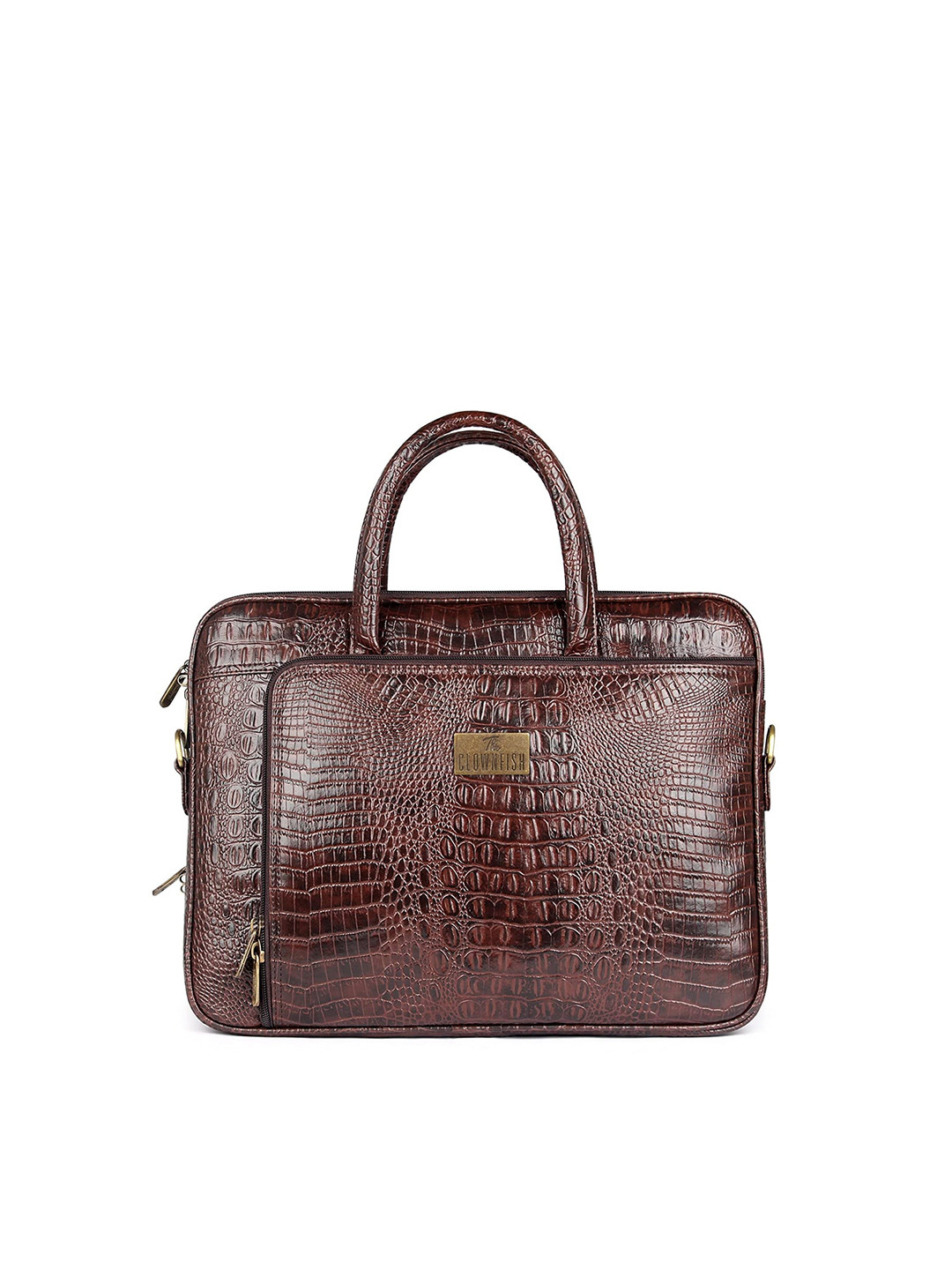 THE CLOWNFISH Crocodilan Unisex Brown Textured Messenger Bag