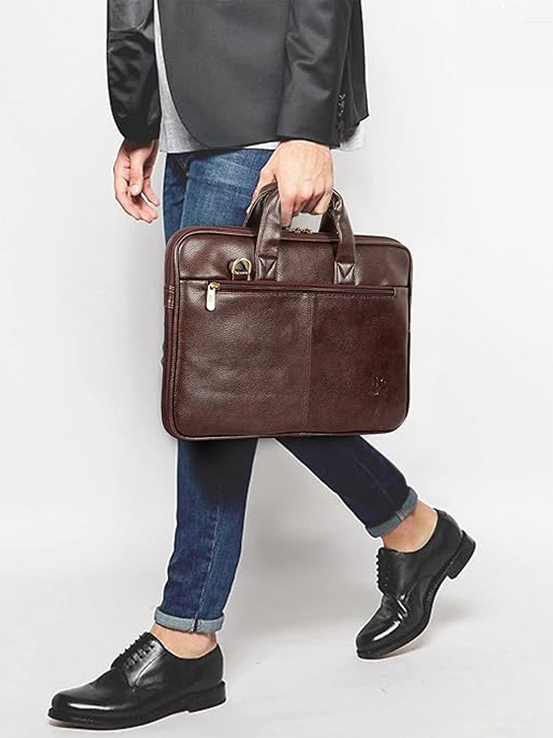 THE CLOWNFISH Unisex Coffee Brown Vegan Leather Messenger Bag