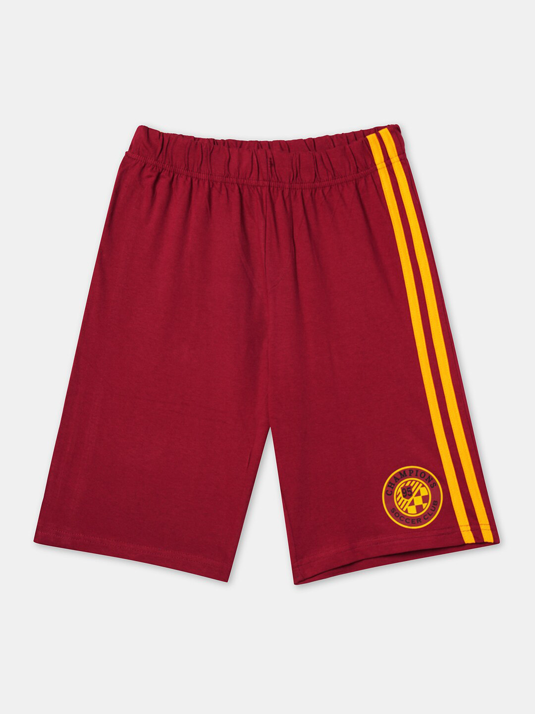 R&B Boys Red Solid Cotton Sports Shorts