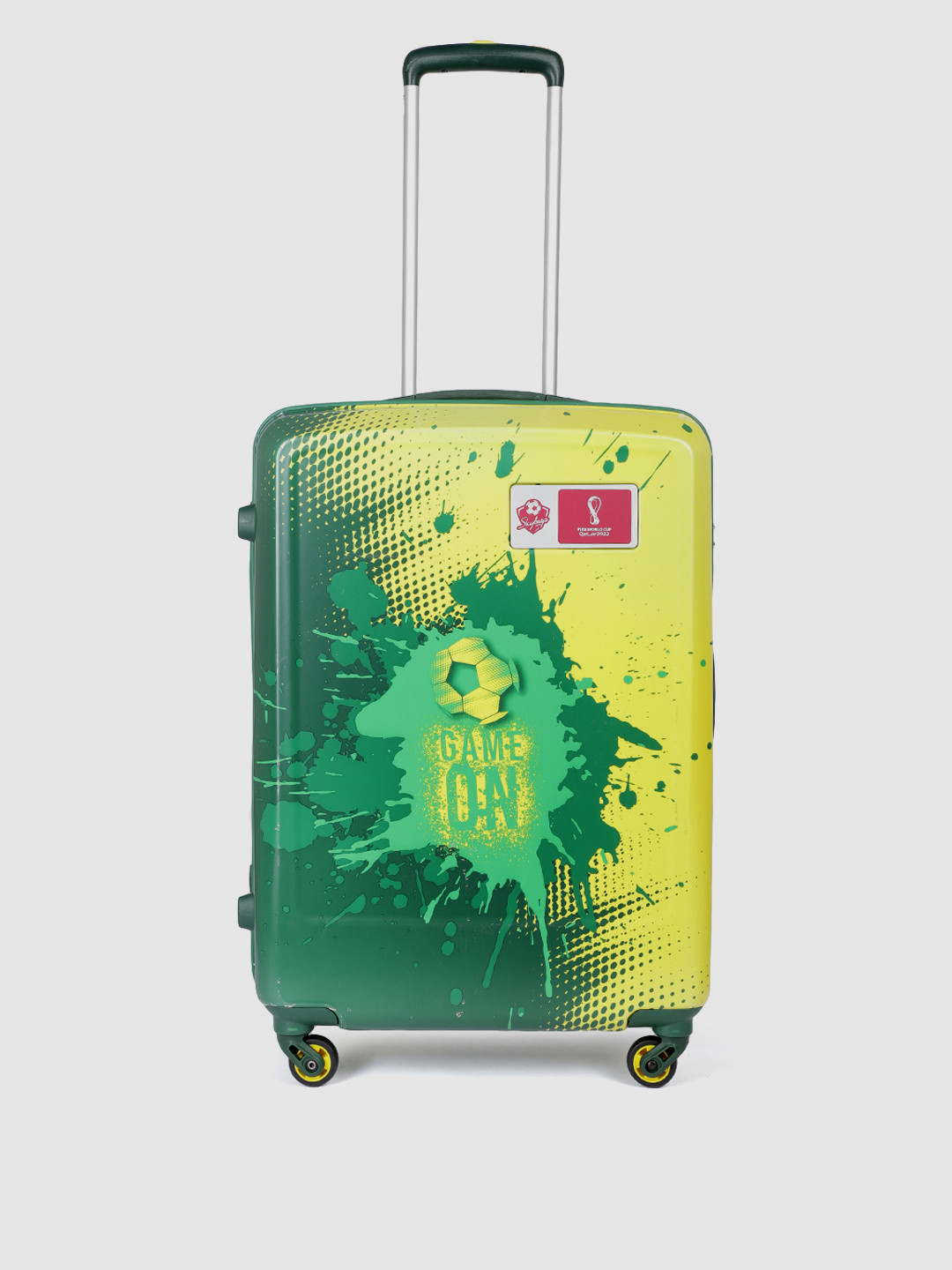 Skybags Yellow & Green Printed 360 Degree Rotation Medium Trolley Bag- 89.96L