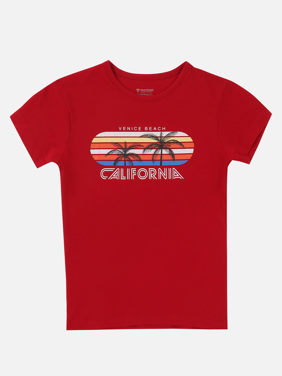 PROTEENS Girls Red Printed Cotton T-shirt