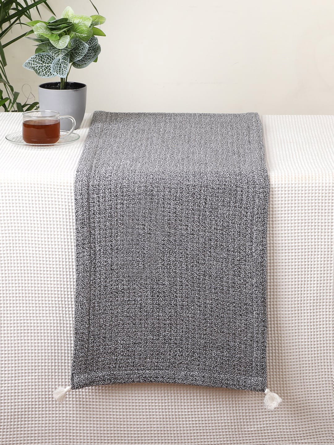 Jamio Firati Black Solid Pure Cotton Table Runner