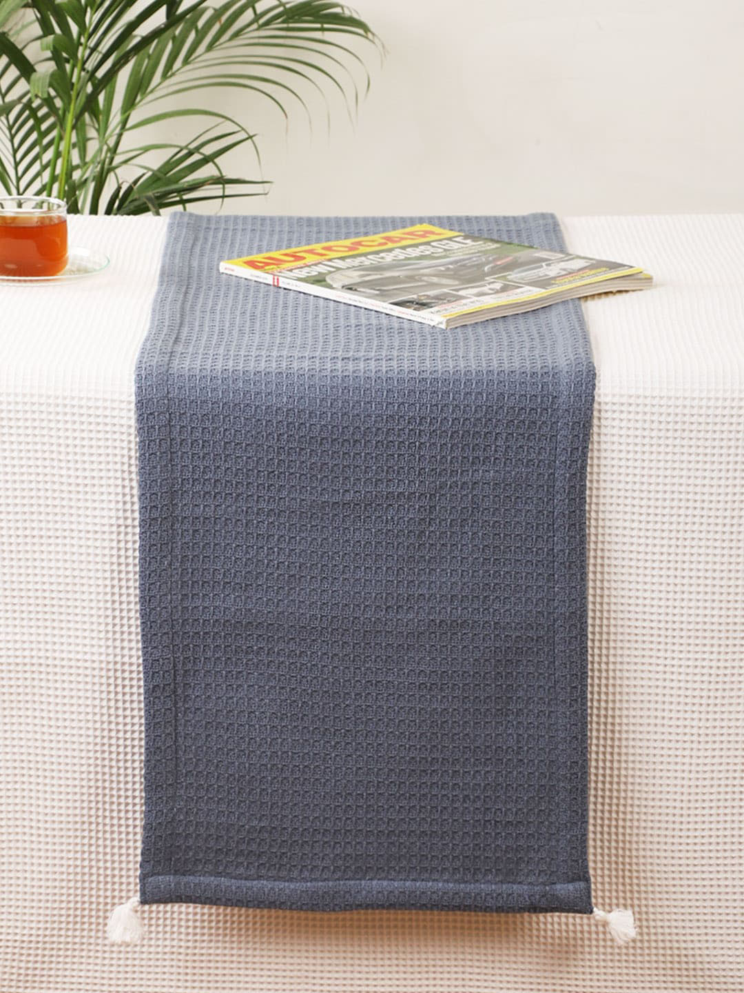 Jamio Firati Blue Solid Pure Cotton Table Runner