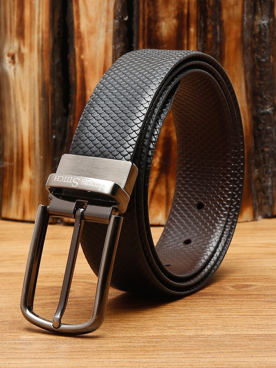 Louis Philippe Men Black Solid Genuine Leather Casual Belt: Buy