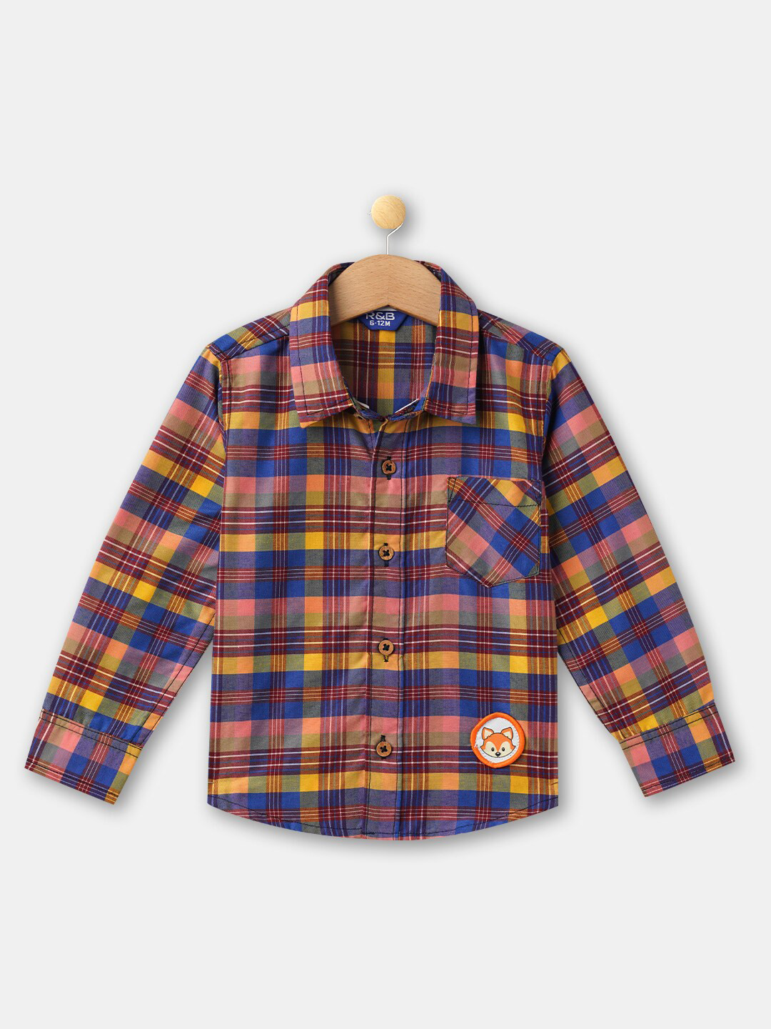 R&B Boys Yellow Tartan Checks Casual Cotton Shirt
