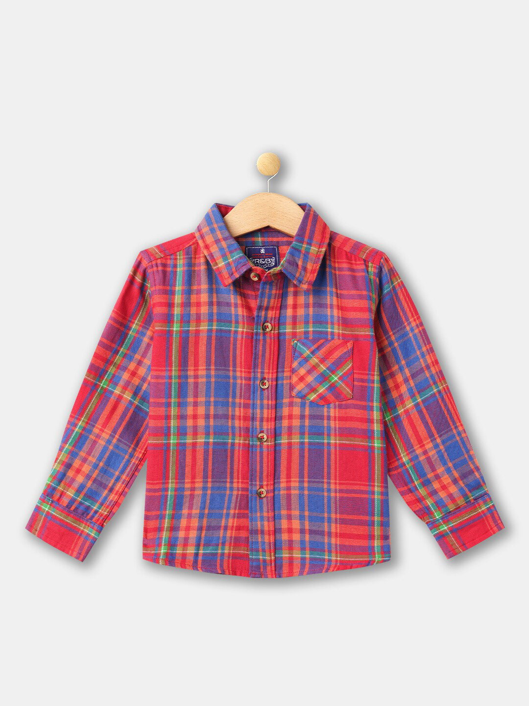 R&B Boys Navy Blue Tartan Checks Casual Cotton Shirt