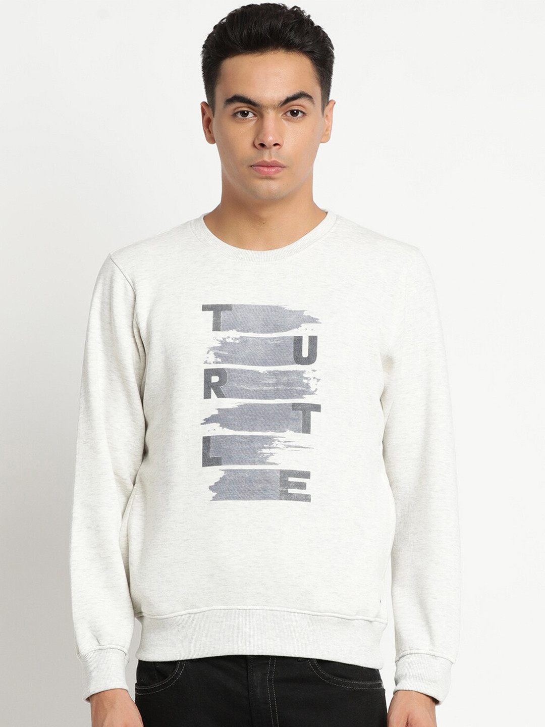 Turtle Men Off White Printed Sweatshirt