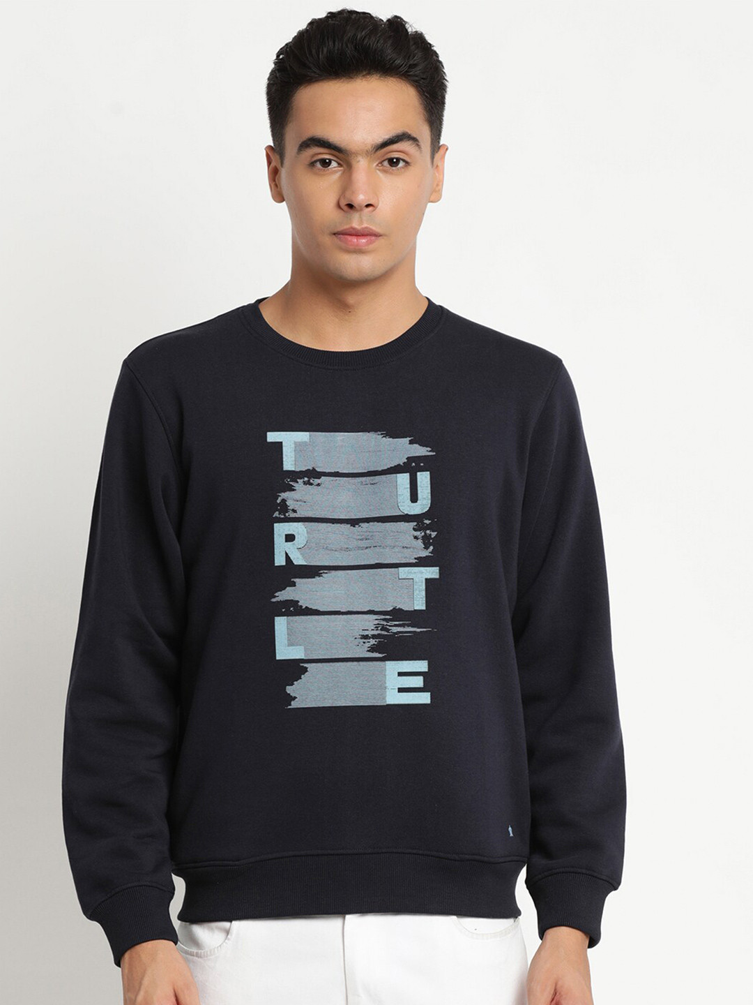 Turtle Men Navy Blue Printed Sweatshirt