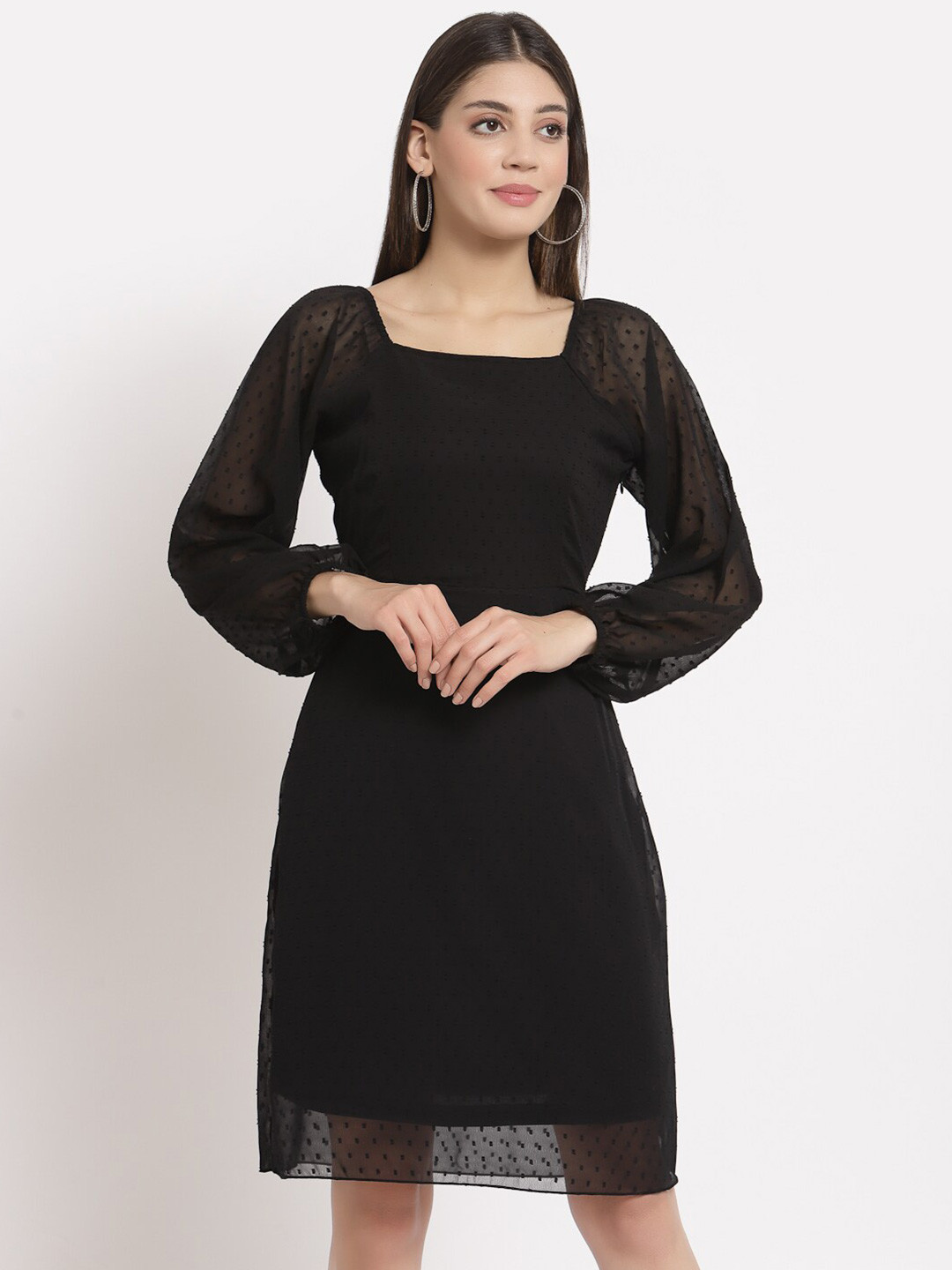 aayu Black Georgette Sheath Dress