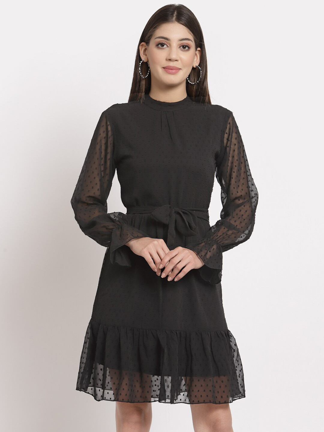 aayu Women Black Georgette Dress