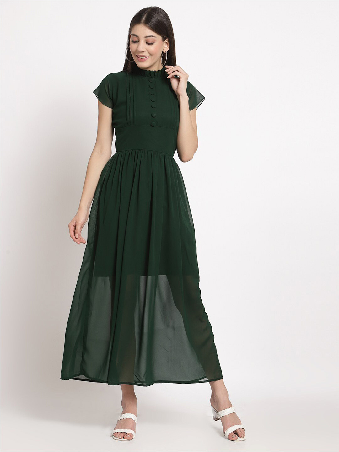 aayu Women Green Georgette Maxi Dress