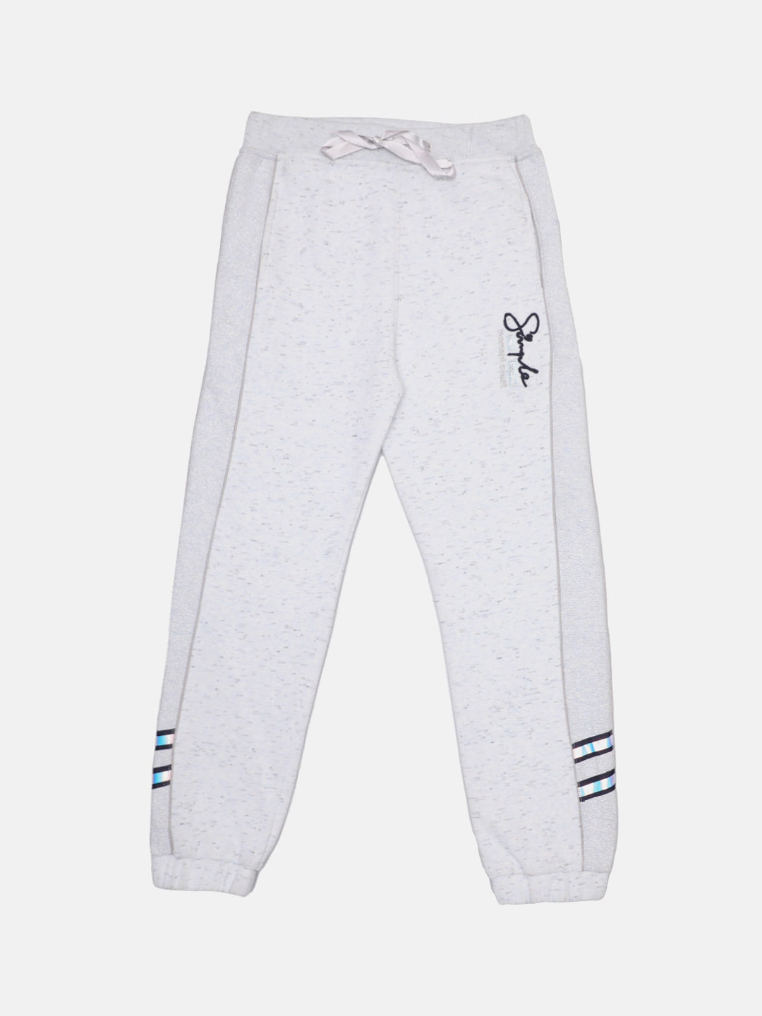 Little Kiki Girls White Solid Cotton Winter Jogger