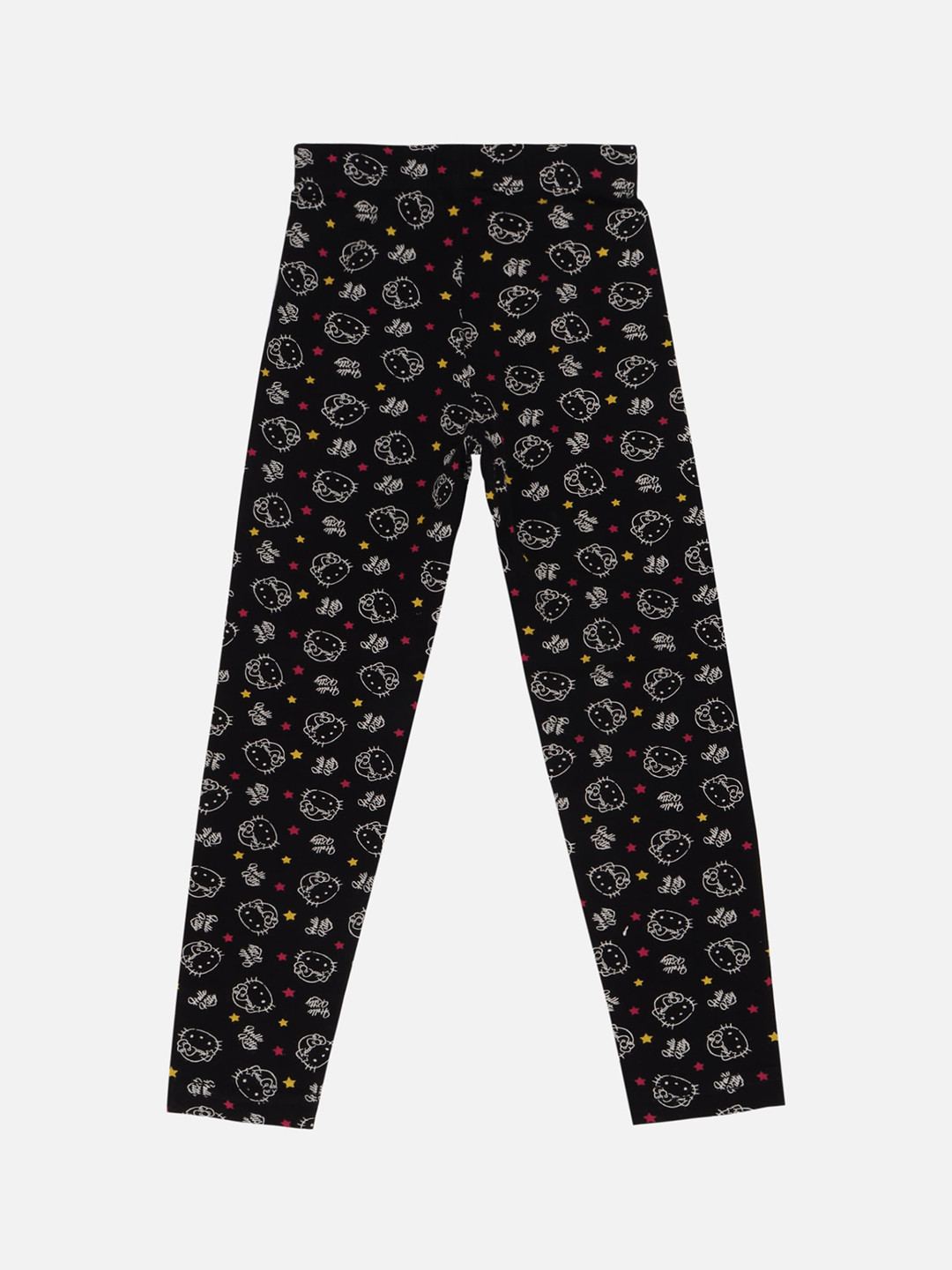 Bodycare Kids Girls Black Printed Cotton Ankle-Length Leggings