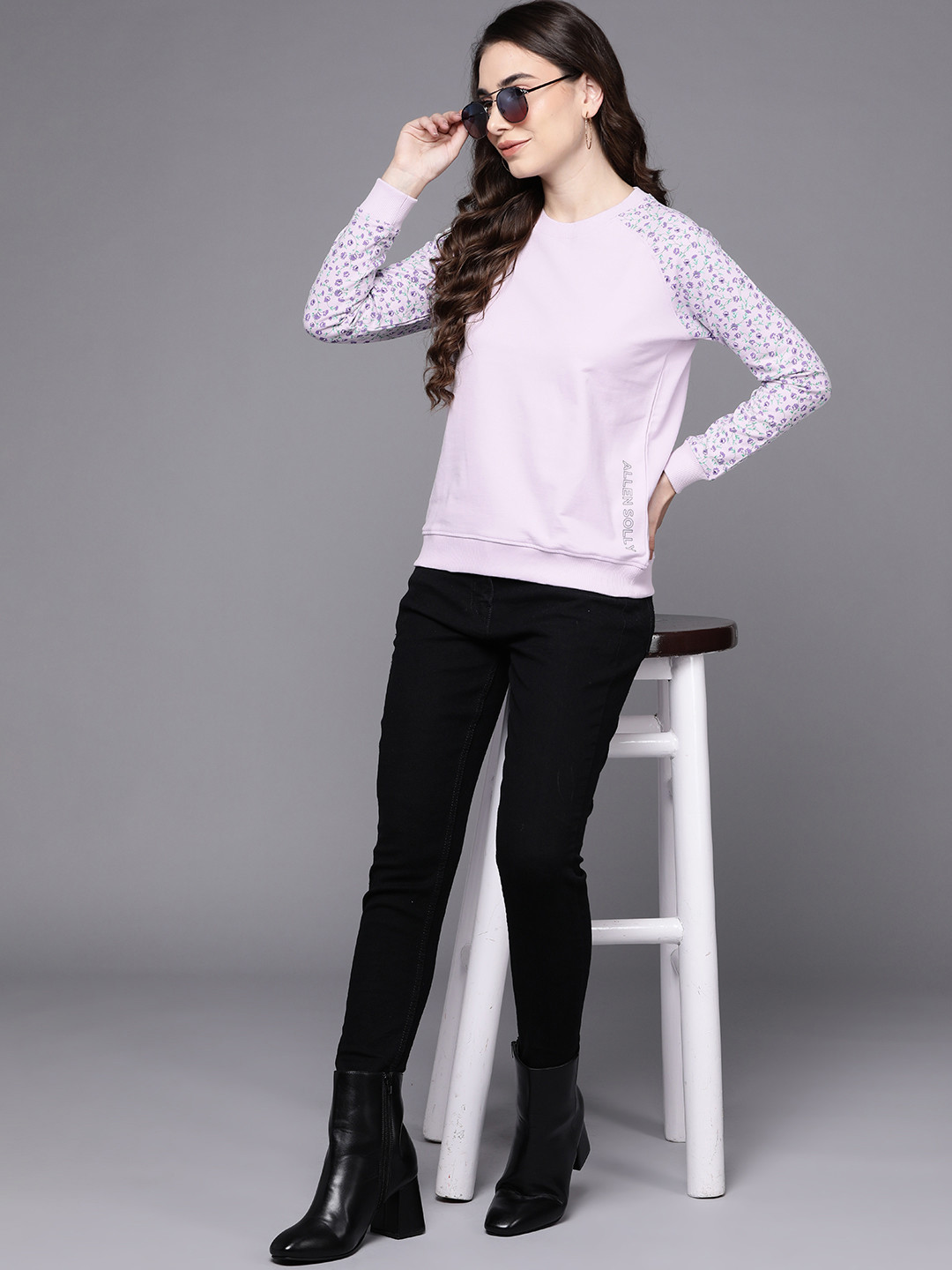 Allen Solly Woman Women Lavender Pure Cotton Knitted Sweatshirt