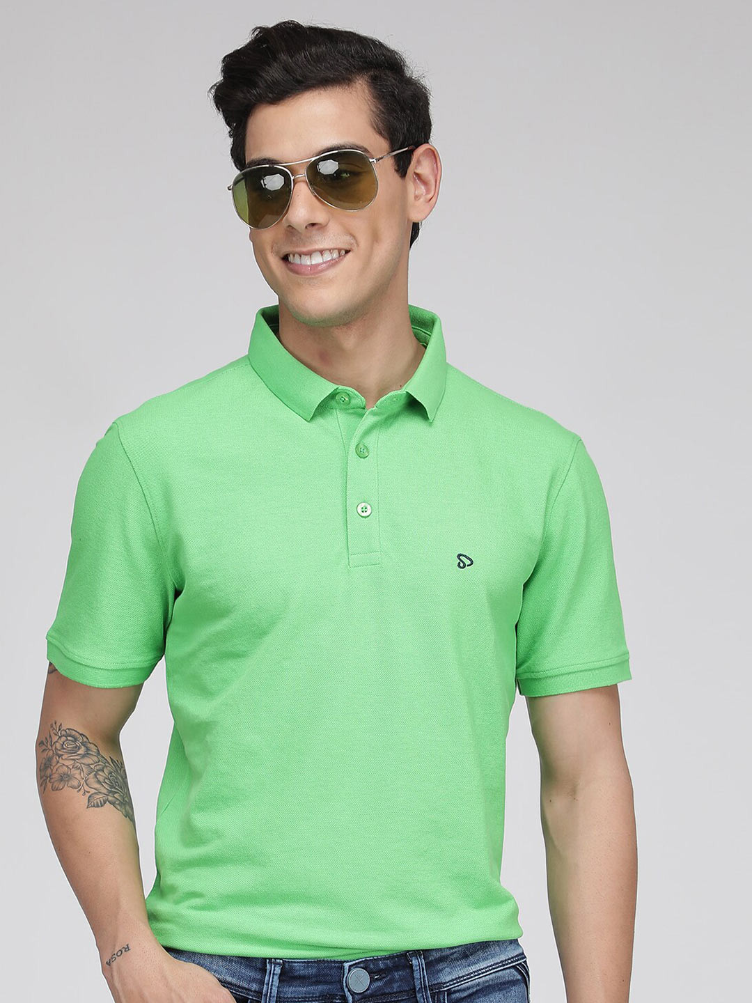 SPORTO Men Green Polo Collar T-shirt