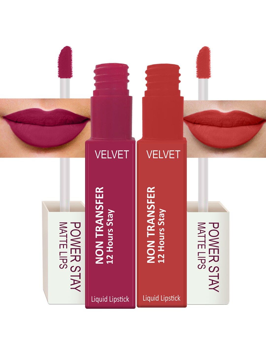 PERPAA Set Of 2 Waterproof Liquid Matte Power Stay Lipstick-Pink Prom & Flirty Red-4ml
