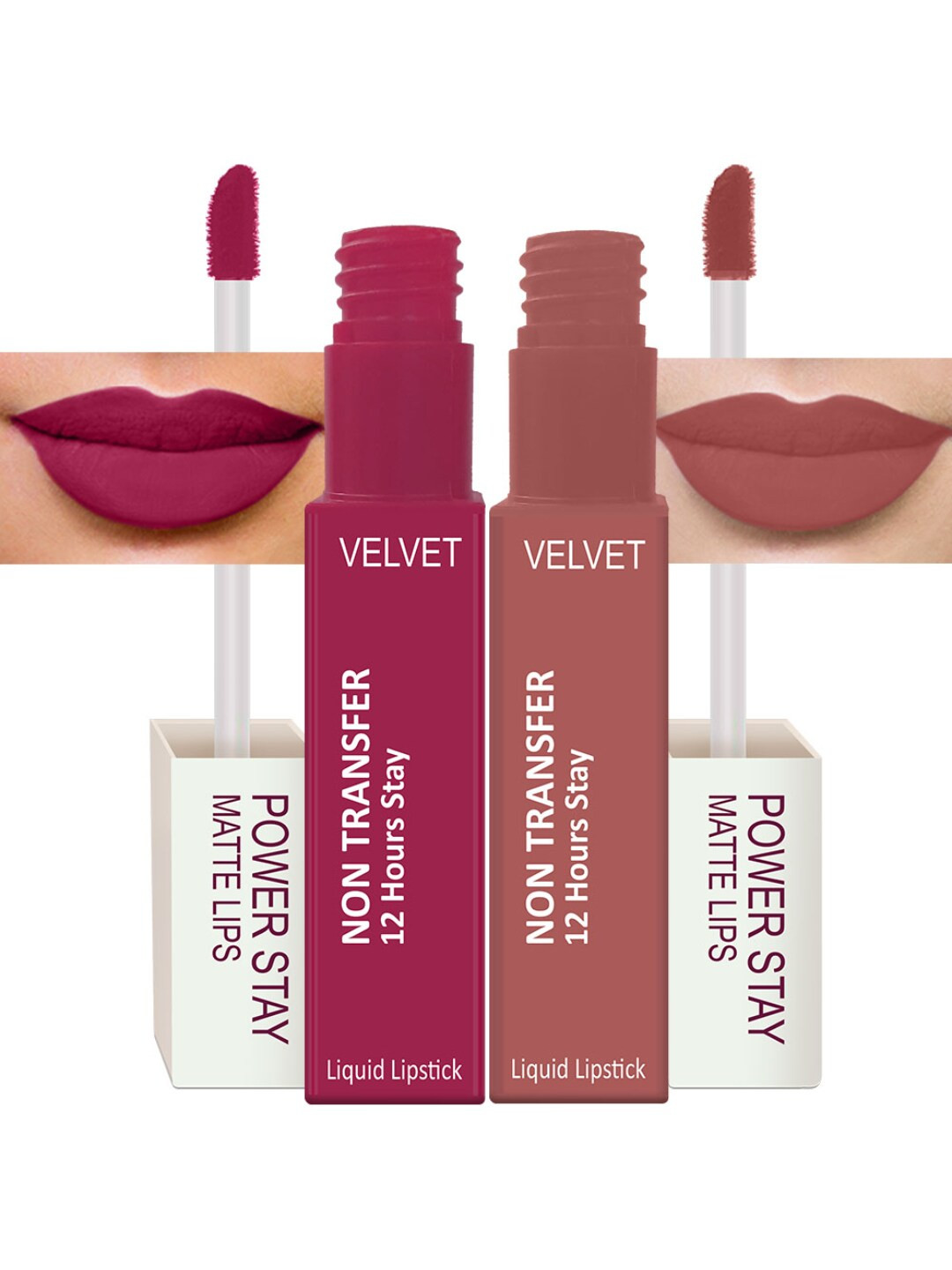 PERPAA Set Of 2 Waterproof Liquid Matte Power Stay Lipstick - Pink Prom & Visionary Nude 4 ml Each