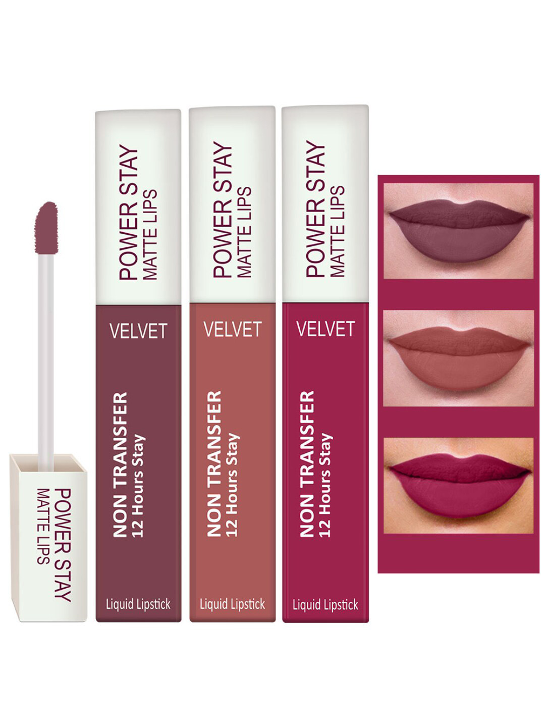 PERPAA Set Of 3 Waterproof Liquid Matte Power Stay Lipstick 4-5 ML