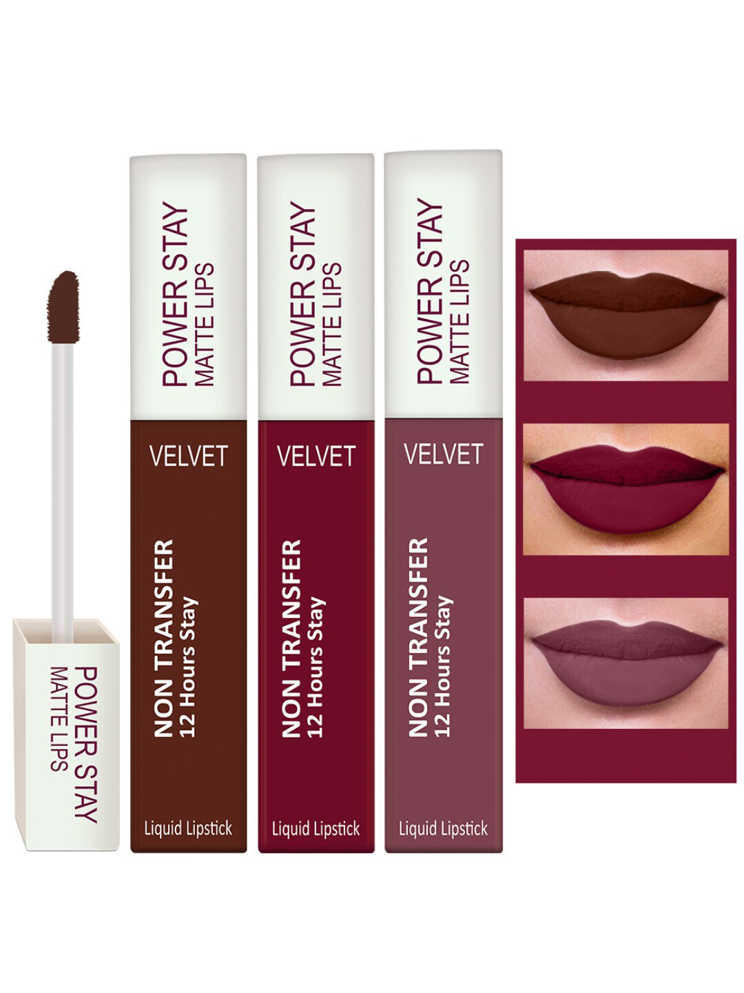 PERPAA Set Of 3 Waterproof Liquid Matte Power Stay Lipstick 150gm