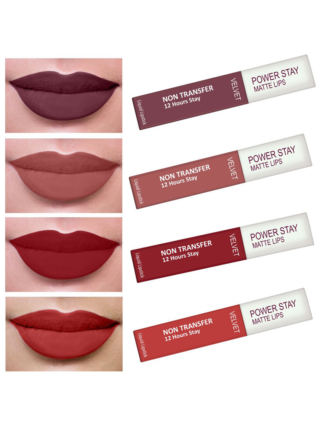 PERPAA Set Of 4 Waterproof Liquid Matte Power Stay Lipstick- 200 ml