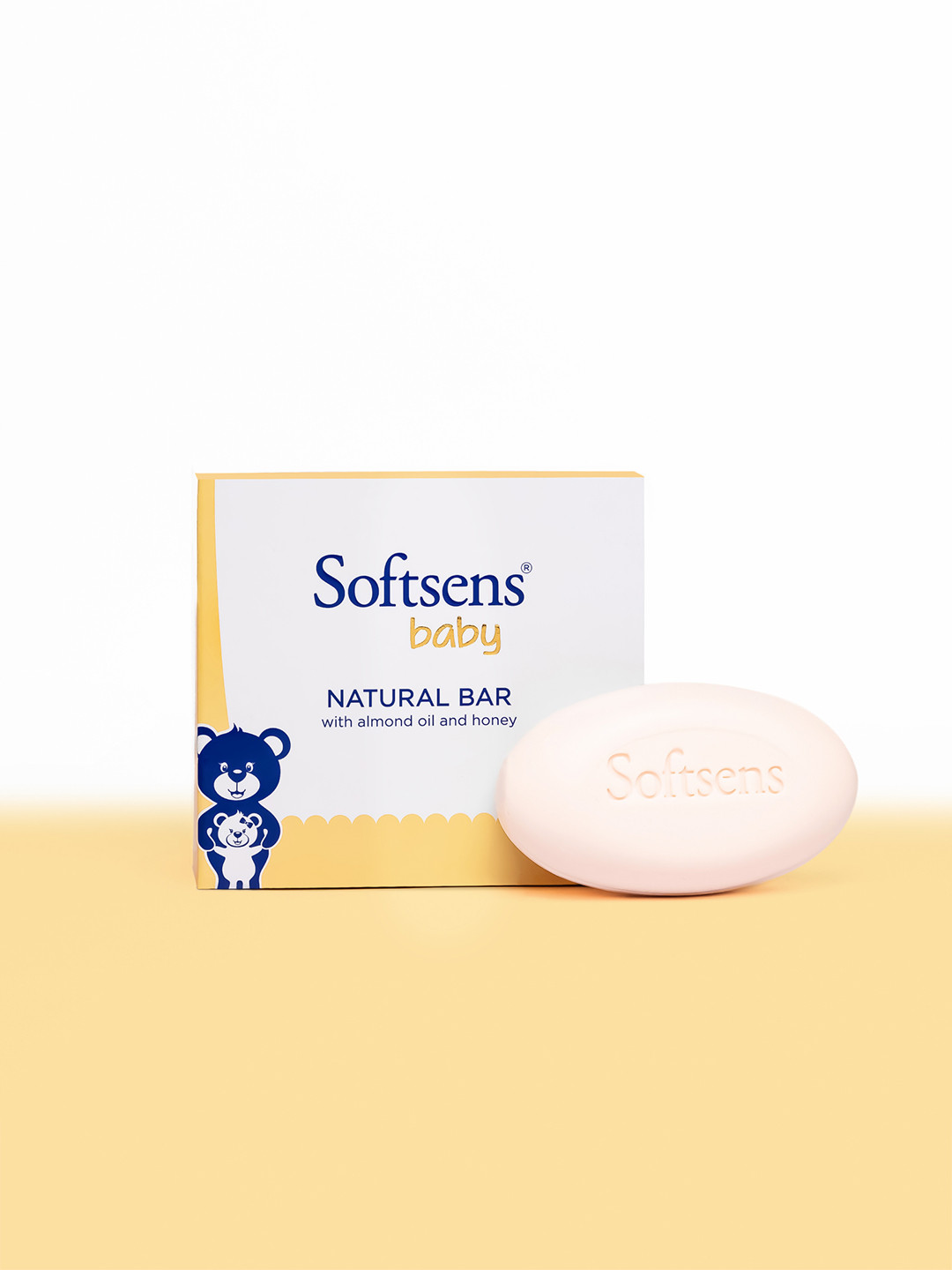 Softsens Set Of 3 Natural Almond Oil & Honey Baby Bar Soap 300g