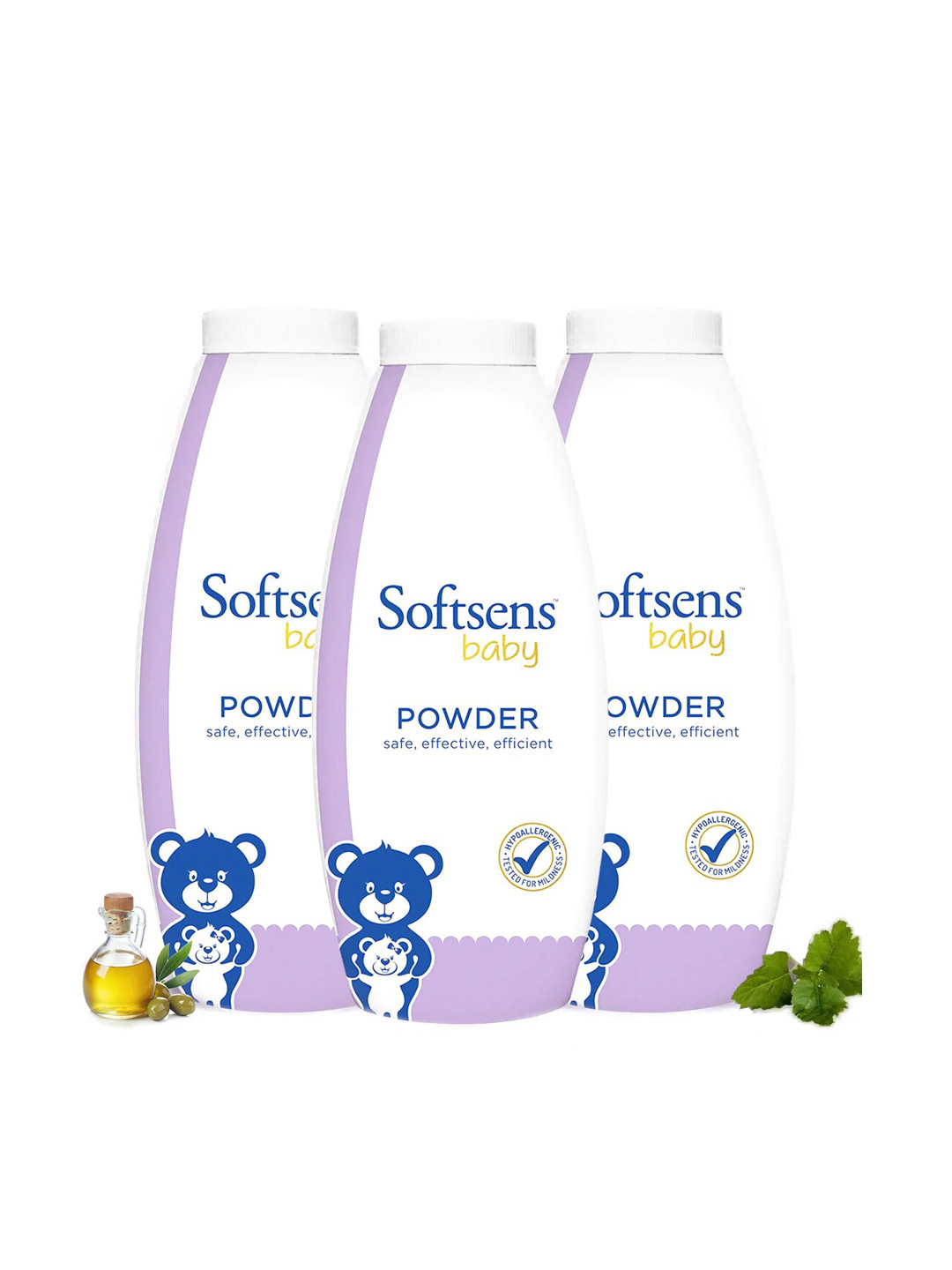 Softsens Baby Set of 3 Powder with Patchouli, Clove Leaf & Olive-200g Each