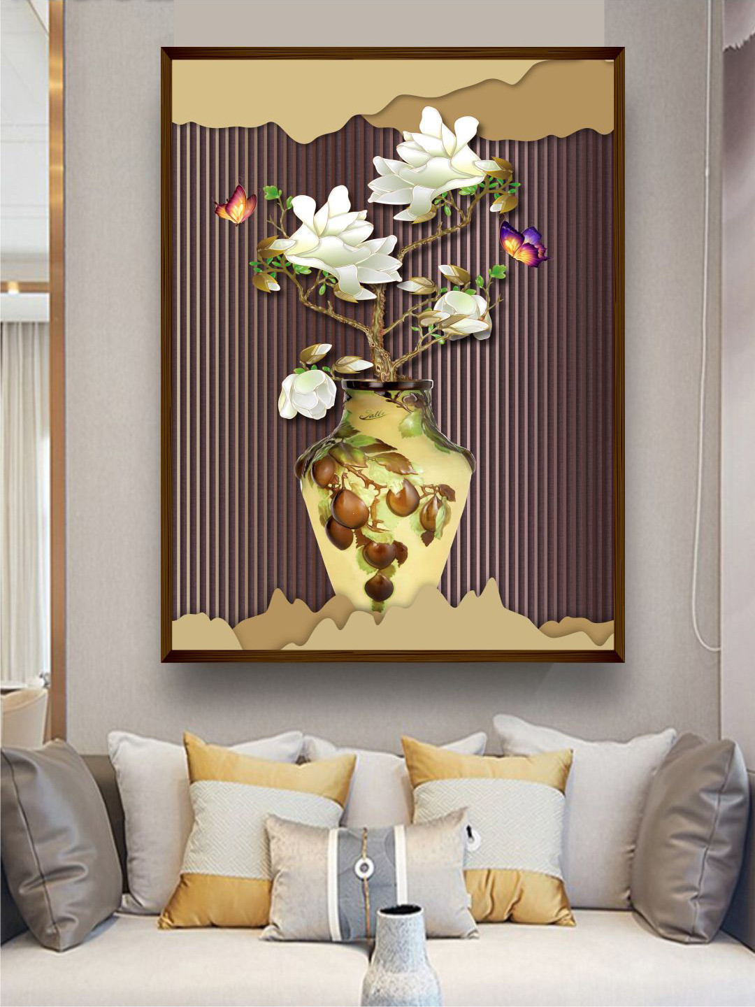 The Art House Beige & Brown Floral Painting Wall Art