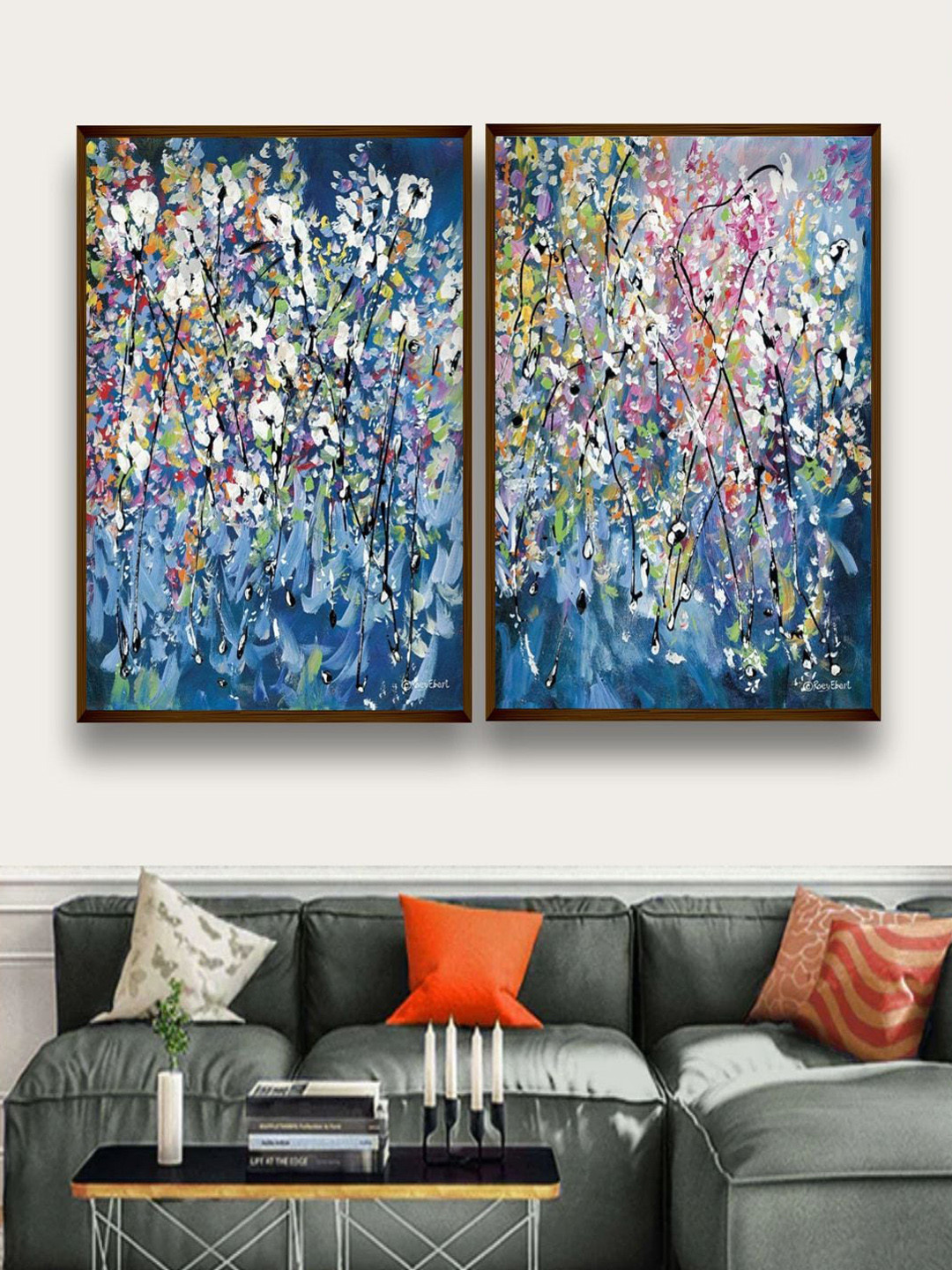 The Art House Blue & Black Abstract Printed Framed Wall Art