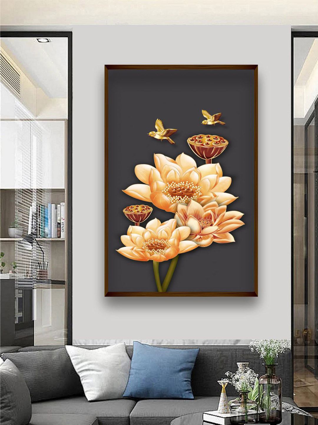 The Art House Black & Cream Floral Painting Canvas Wall Art