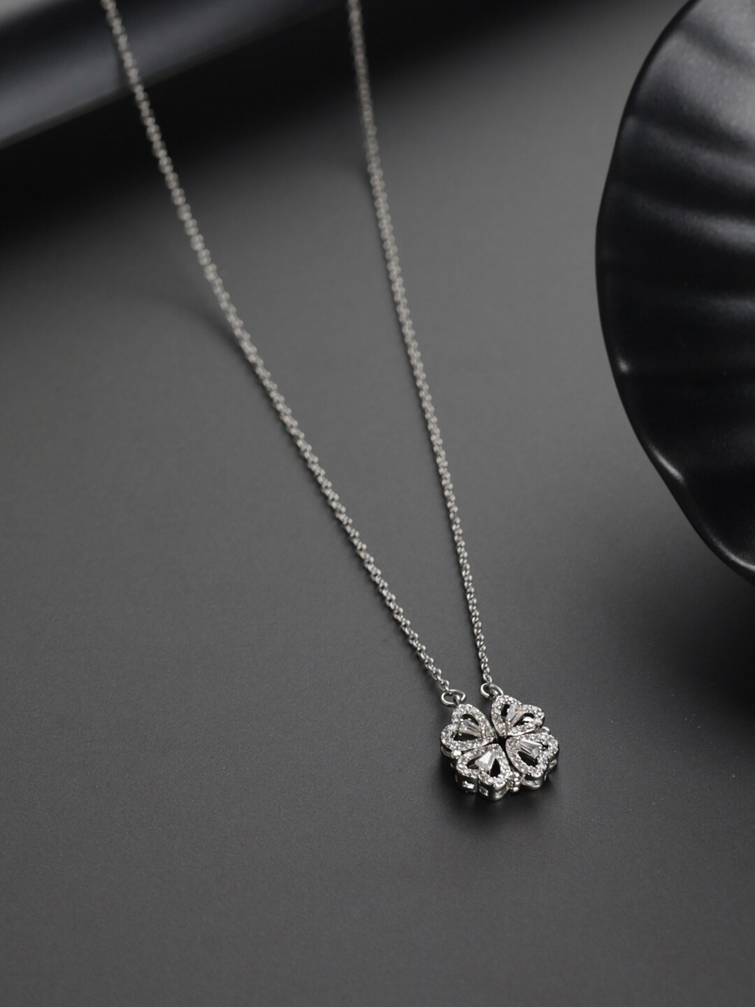 Priyaasi Silver-Plated American Diamond Chain