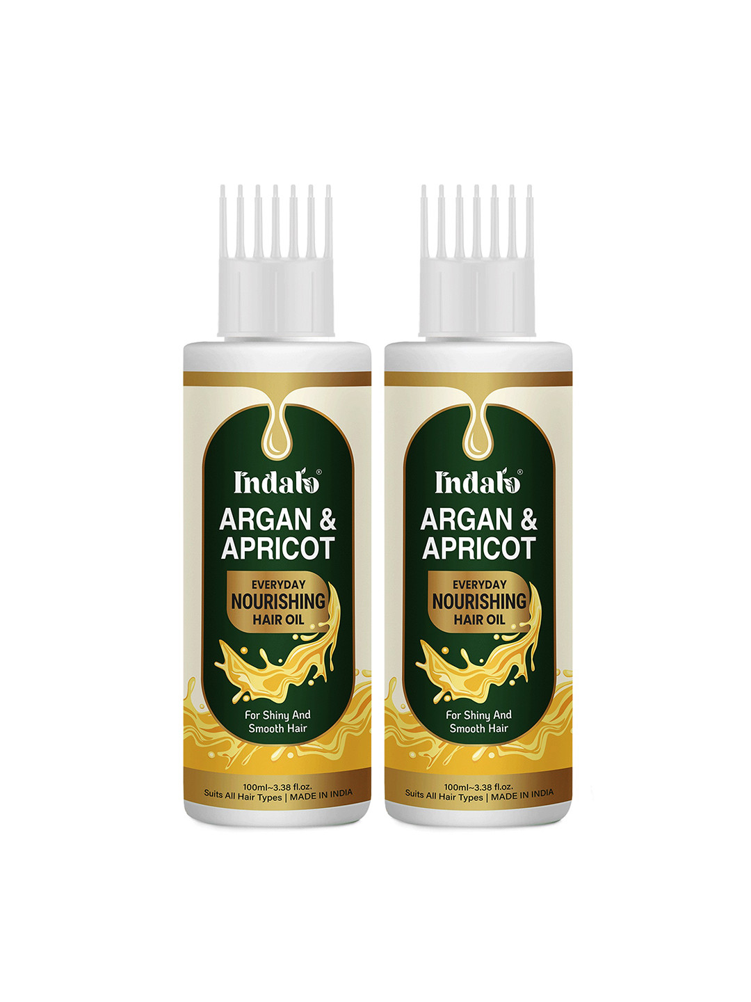 INDALO Set Of 2 Argan & Apricot Everyday Nourishing Hair Oil - 100ml each