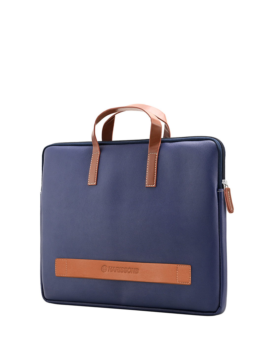 Harissons Oliver Unisex Navy Blue Textured Vegan Leather Water-Resistant Laptop Sleeve