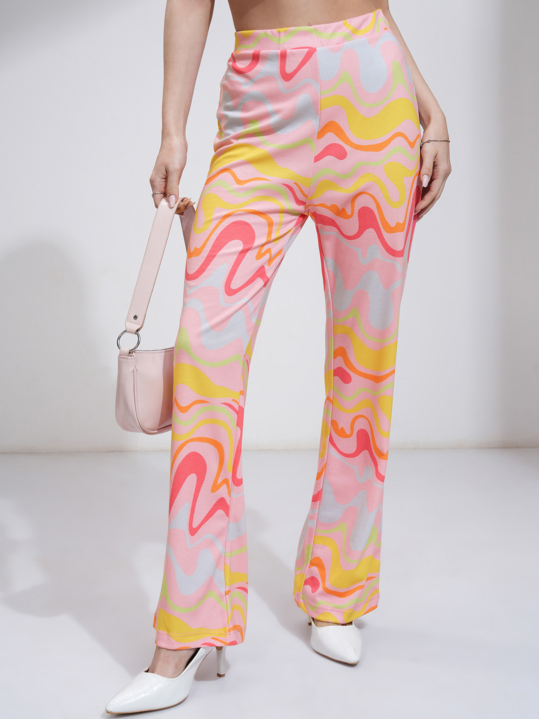 Tokyo Talkies Women Pink Printed Slim Fit Trouser