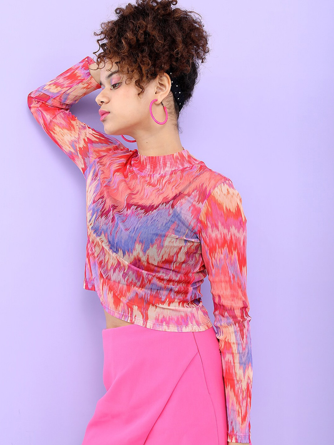 Tokyo Talkies Women Red & Blue Print Top