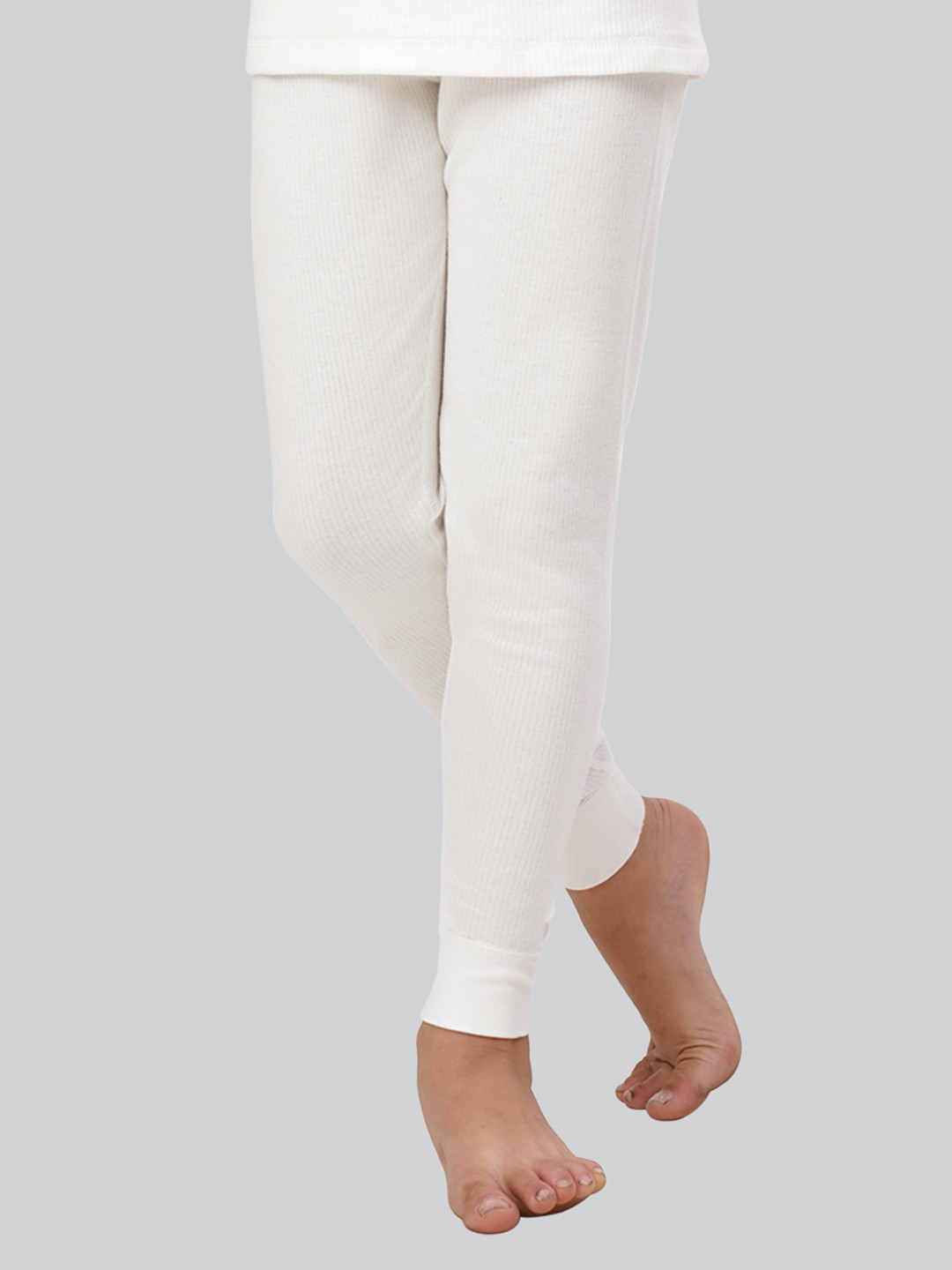 U.S. Polo Assn. Kids Boys Off White Solid Cotton Thermal Bottoms