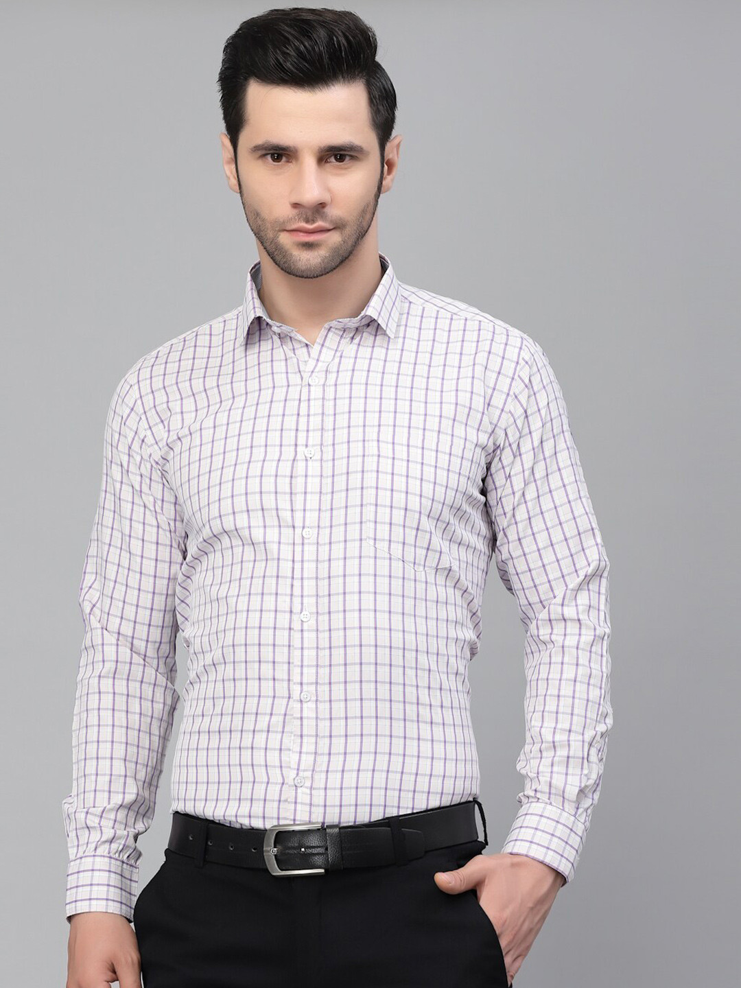 Style Quotient MenTattersall Checked Regular Fit Formal Shirt