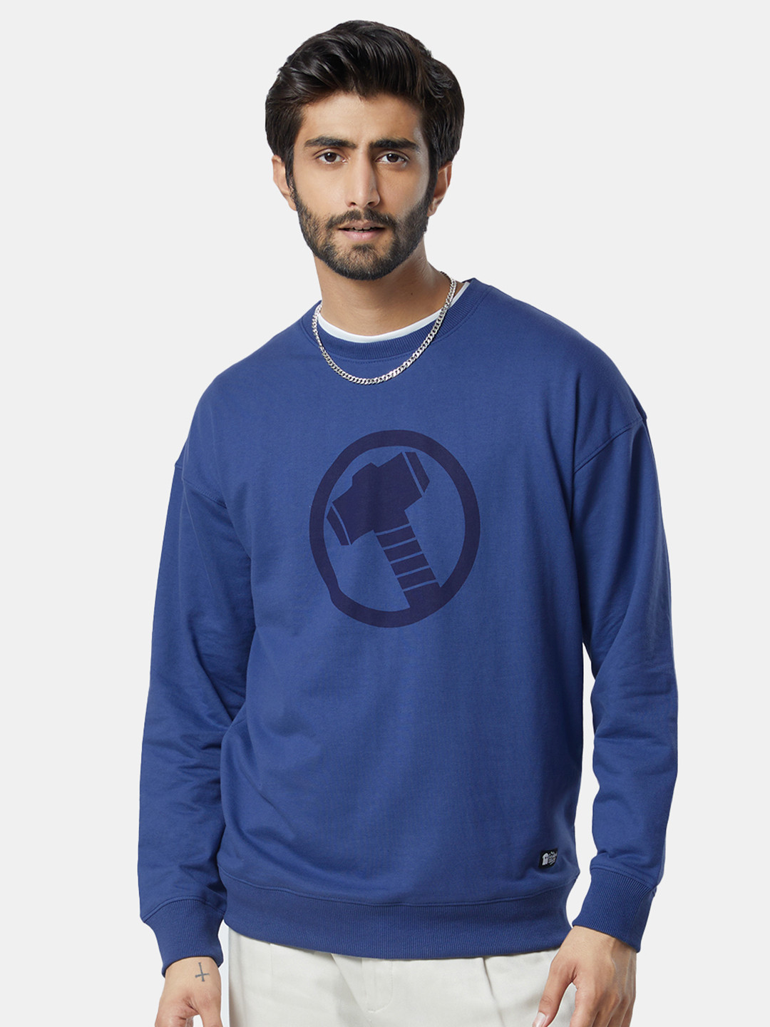 The Souled Store Thor Hammer Power Printed Pure Cotton Oversized Sweatshirt