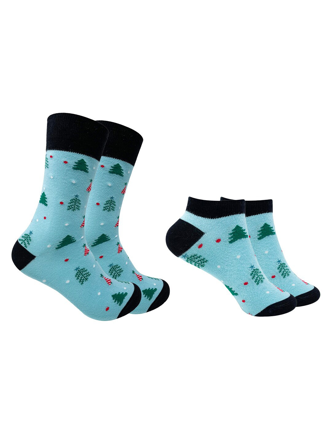 Mint & Oak Pack Of 2 Blue & Black Patterned Socks