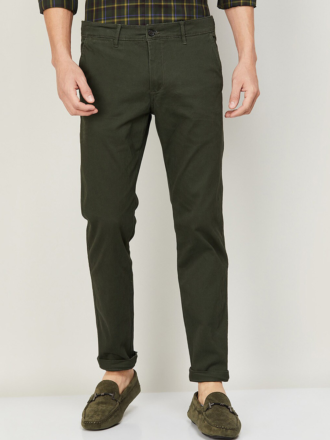 CODE by Lifestyle Men Olive Green Slim Fit Chinos Trouser