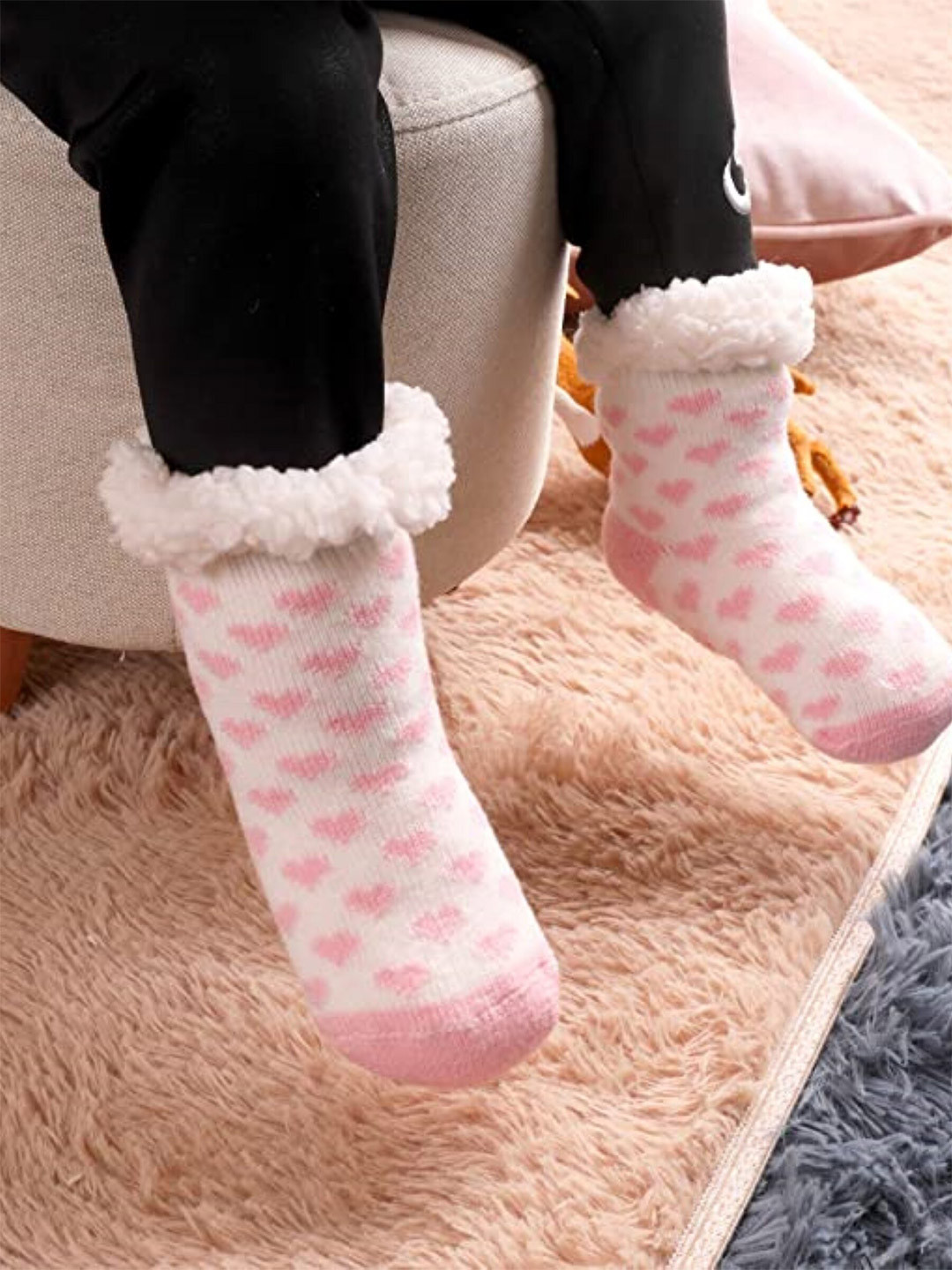 EL REGALO Kids Pink & White Patterned Calf-Length Socks