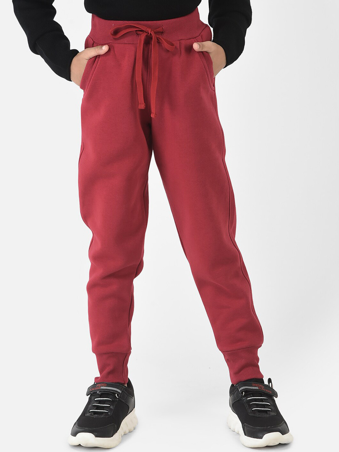 Crimsoune Club Girls Red Relaxed Joggers Trousers