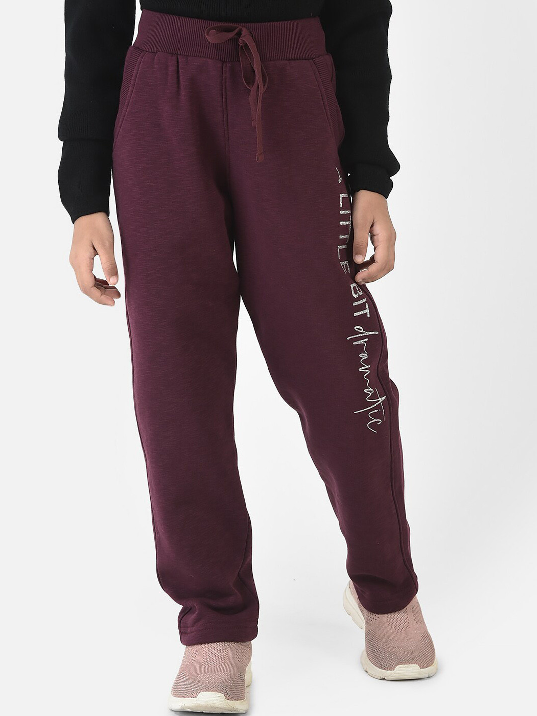 Crimsoune Club Girls Maroon Solid Track Pant