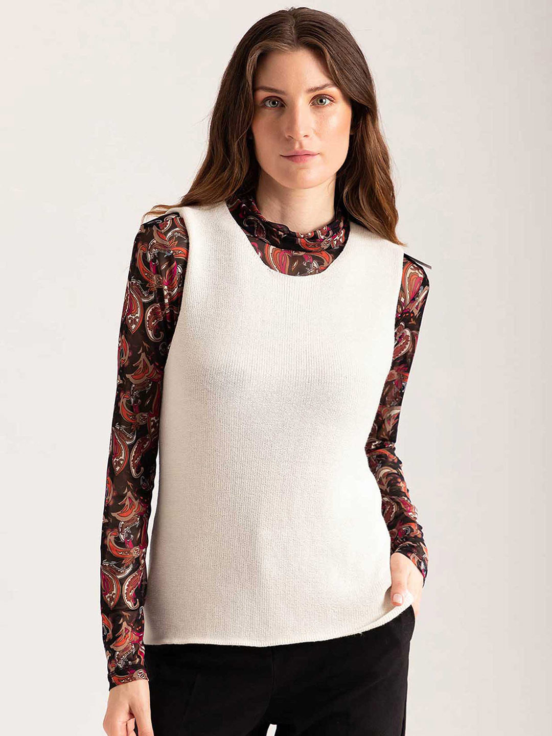 B Copenhagen Women Off White Sweater Vest