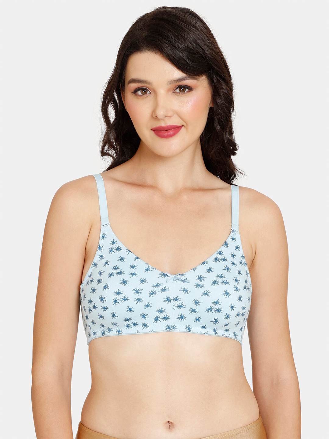 Buy Rosaline by Zivame Blue Printed Non-Padded T-Shirt Bra for