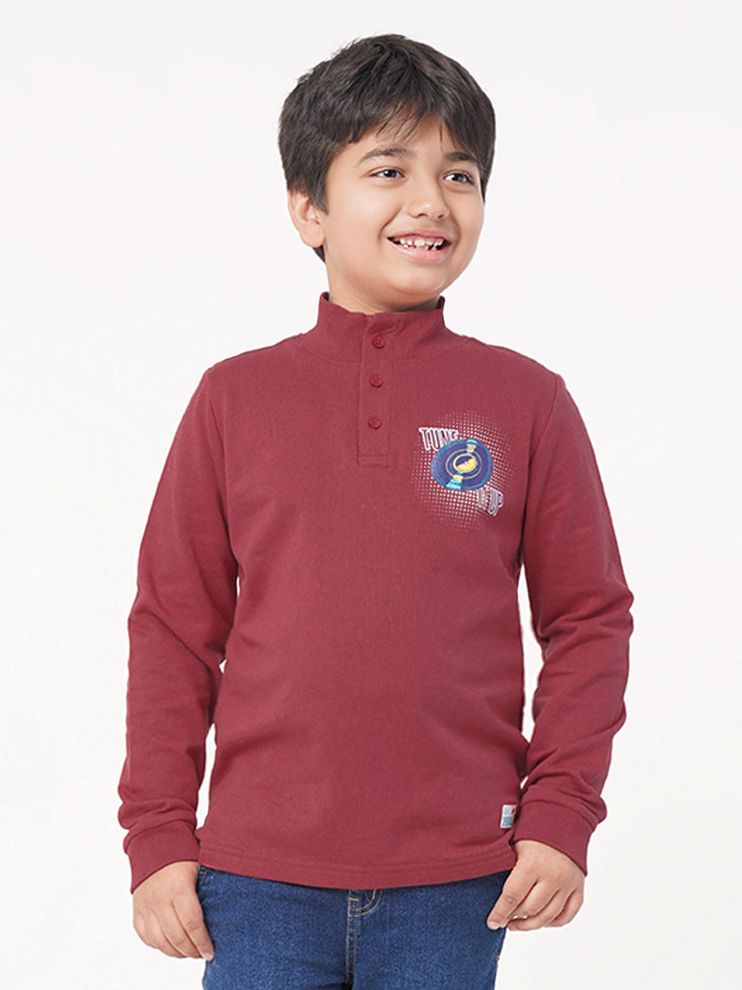 Ed-a-Mamma Boys Red Crop Padded Jacket with Patchwork